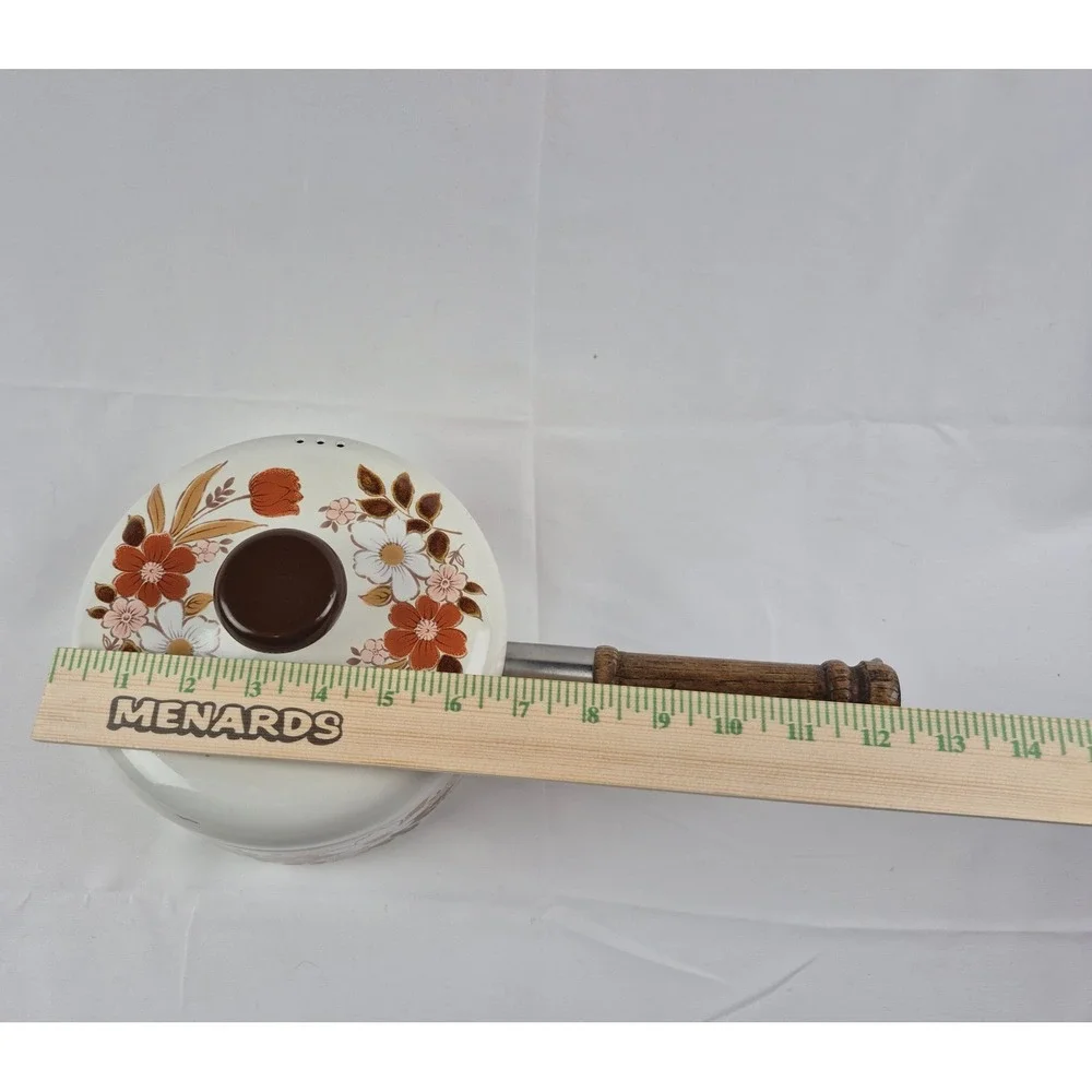 Kingsbury Dogwood Collection Enamel Saucepan with Lid Vintage Japan Wood Handle